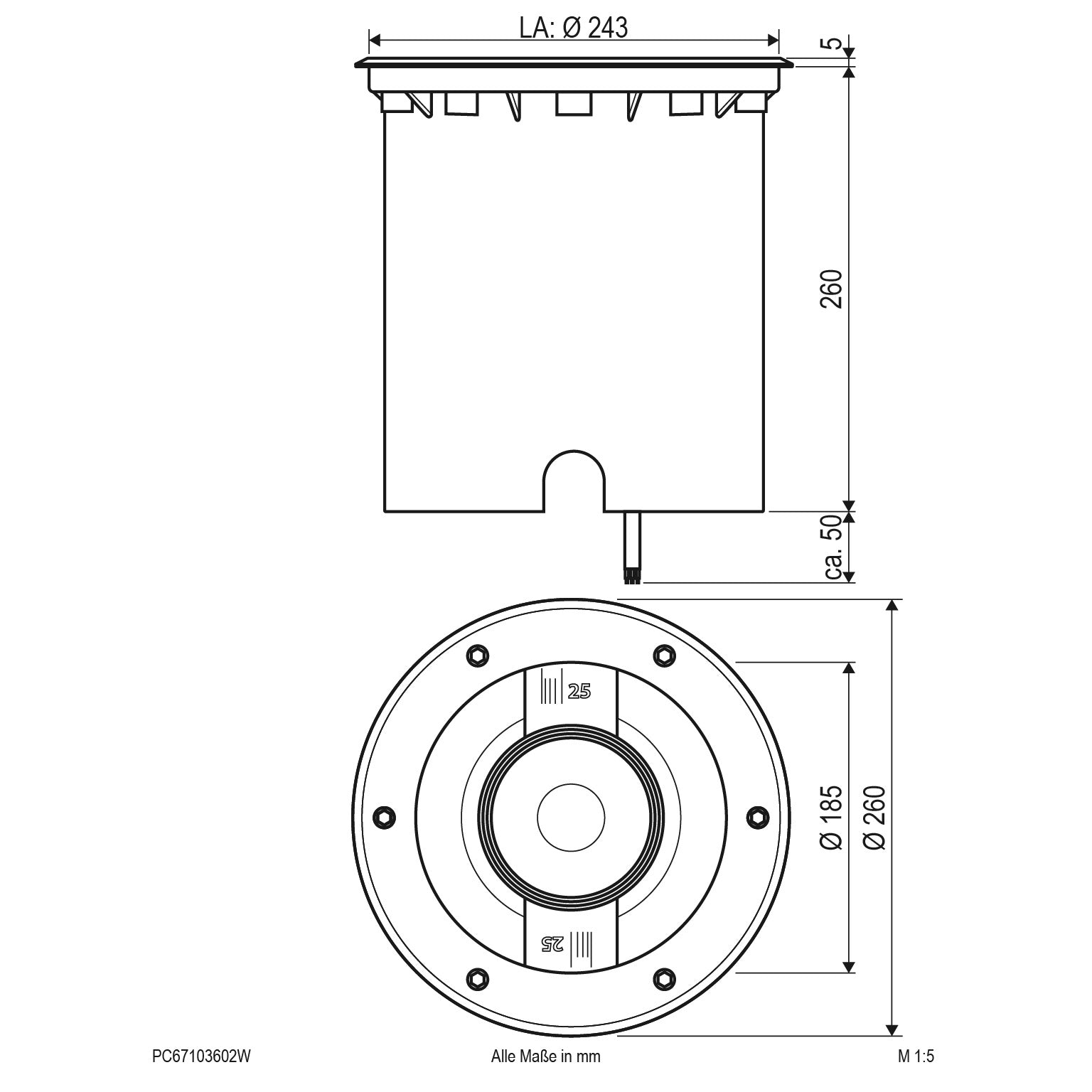 EVN LED Bodeneinbauleuchte Edelstahl Optik justierbar rund 260x227mm 36W 3000K 3226lm 41-80° 110-240V IP67