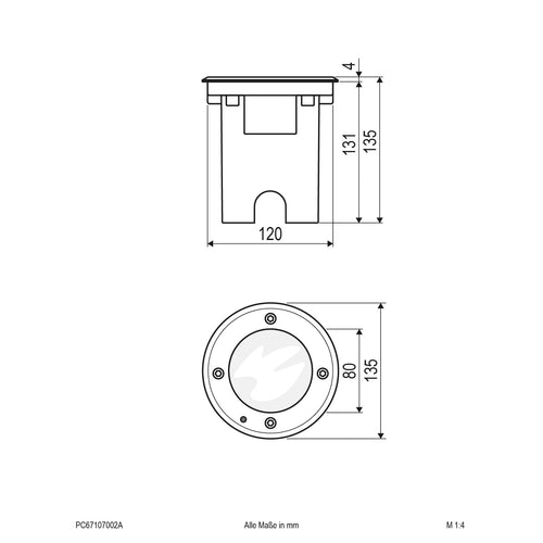 EVN LED Bodeneinbauleuchte anthrazit justierbar rund 135x115mm 7W 3000K 373lm 21-40° 220-240V IP67