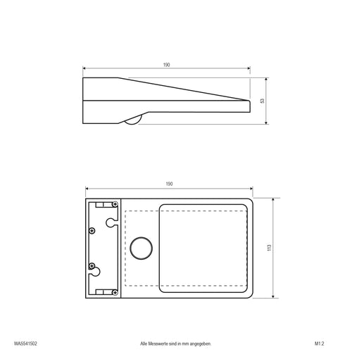 EVN LED Solar Wandleuchte anthrazit rechteckig 190x113x53mm 1W 3000K 96lm >80° 3.7V IP54