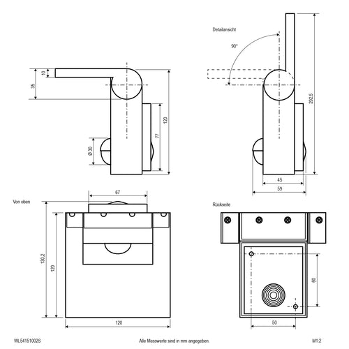 EVN LED Leuchte Sensor anthrazit schwenkbar rechteckig 118x120x130mm 10W 3000K 600lm >80° 100-240V IP54