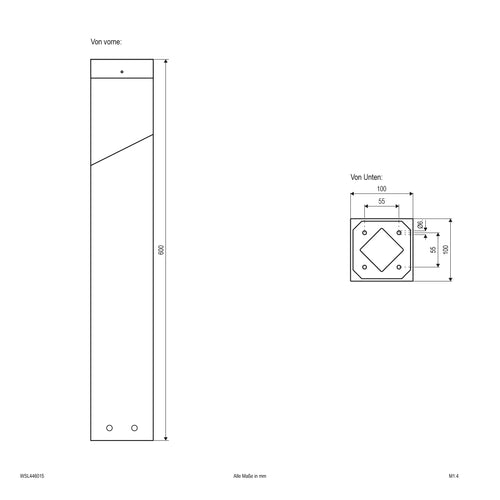 EVN Pollerleuchte anthrazit viereckig 100x100x600mm 220-240V IP44