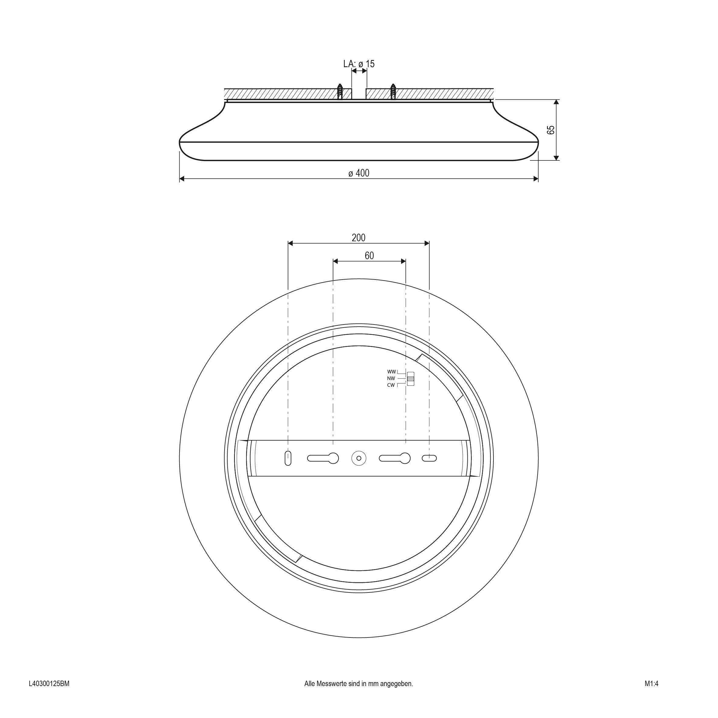 EVN LED Leuchte Sensor weiß rund 400x65mm 30W 3000 bis 5700K 3160lm >80° 200-240V IP54