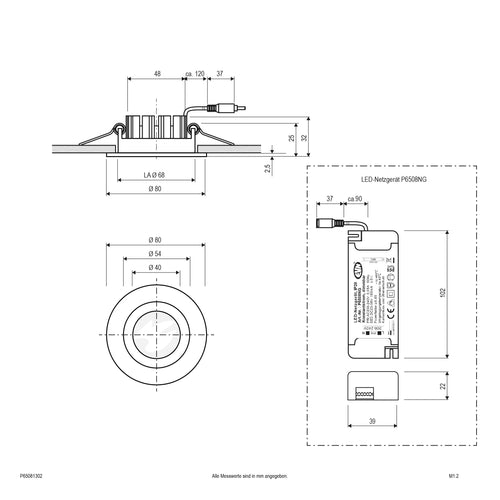 EVN LED Downlight Edelstahl Optik schwenkbar rund 80x32mm 8W 3000K 869lm 21-40° 200-240V IP65