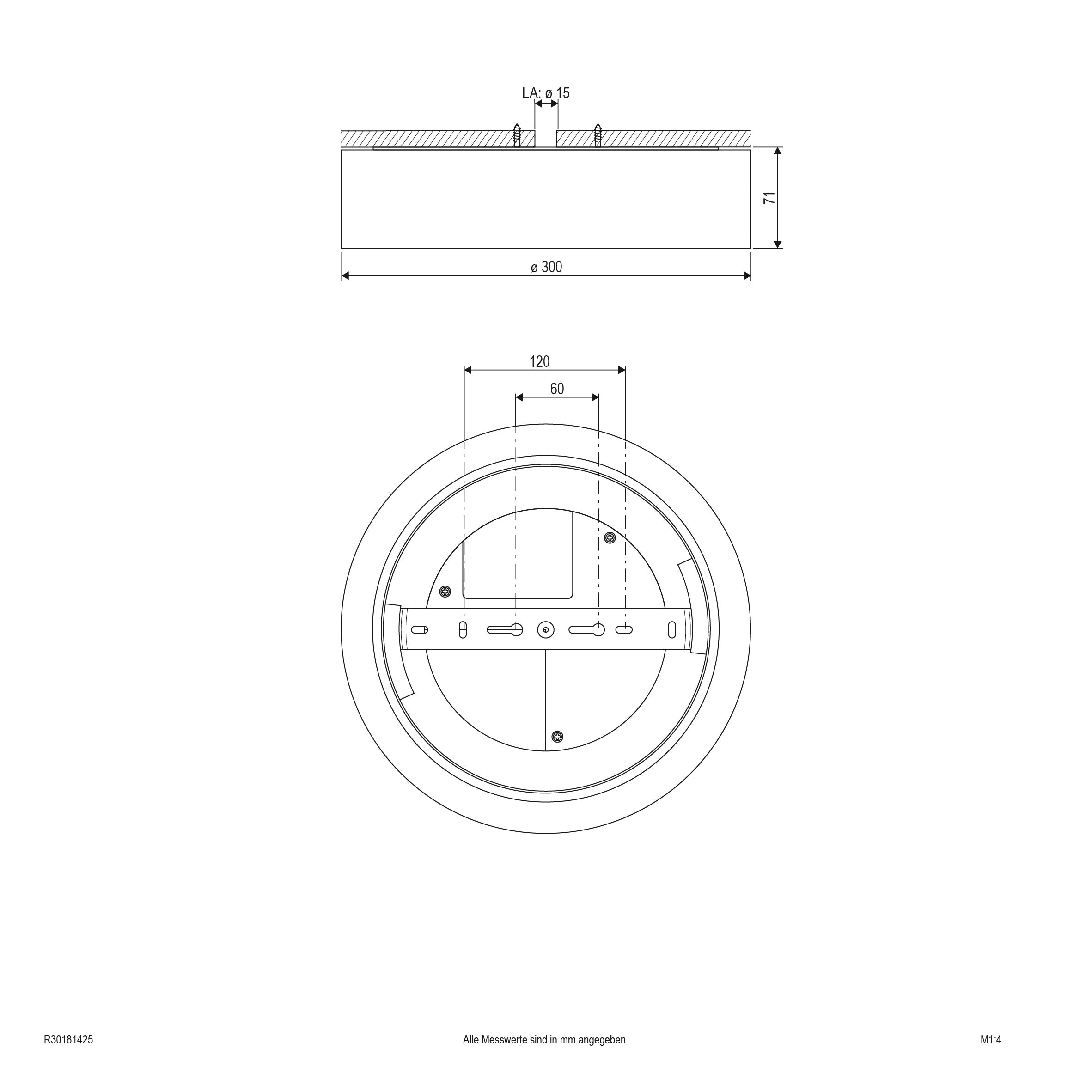 EVN LED Leuchte Silber rund 300x71mm 18W 3000 bis 5700K 1584lm >80° 200-240V IP54