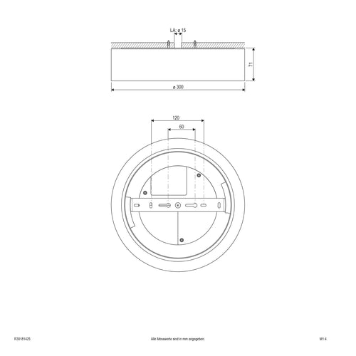 EVN LED Leuchte Silber rund 300x71mm 18W 3000 bis 5700K 1584lm >80° 200-240V IP54