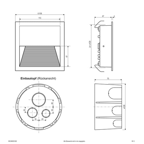 EVN LED Leuchte anthrazit viereckig 136x136x50mm 5W 3000K 150lm 41-80° 200-240V IP65