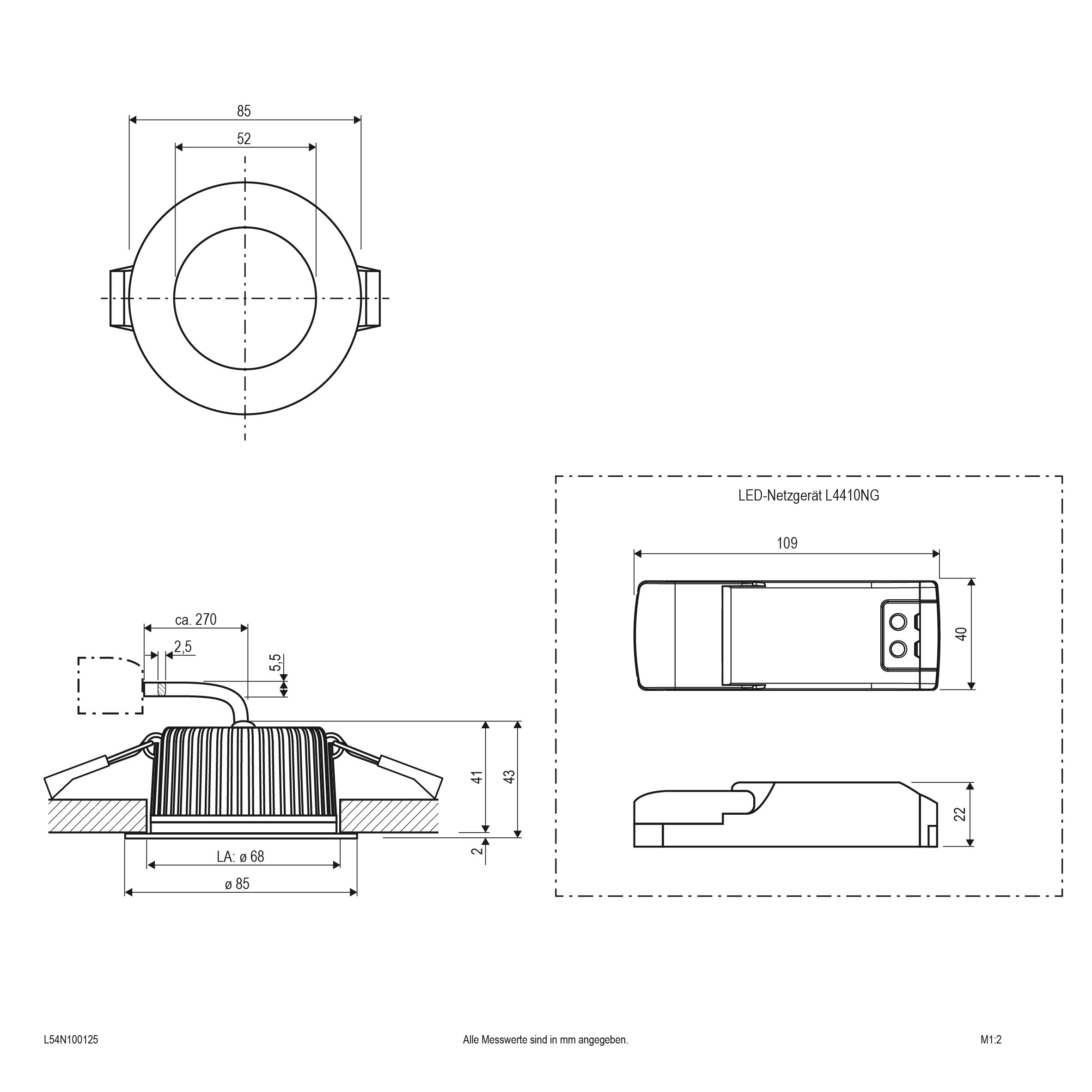 EVN LED Downlight weiß rund 85x43mm 10W 3000-5700K 915 bis 1014lm >80° 220-240V IP54
