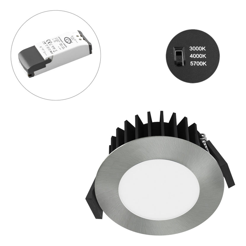 EVN LED Downlight Chrom rund 85x43mm 10W 3000-5700K 915 bis 1014lm >80° 220-240V IP54