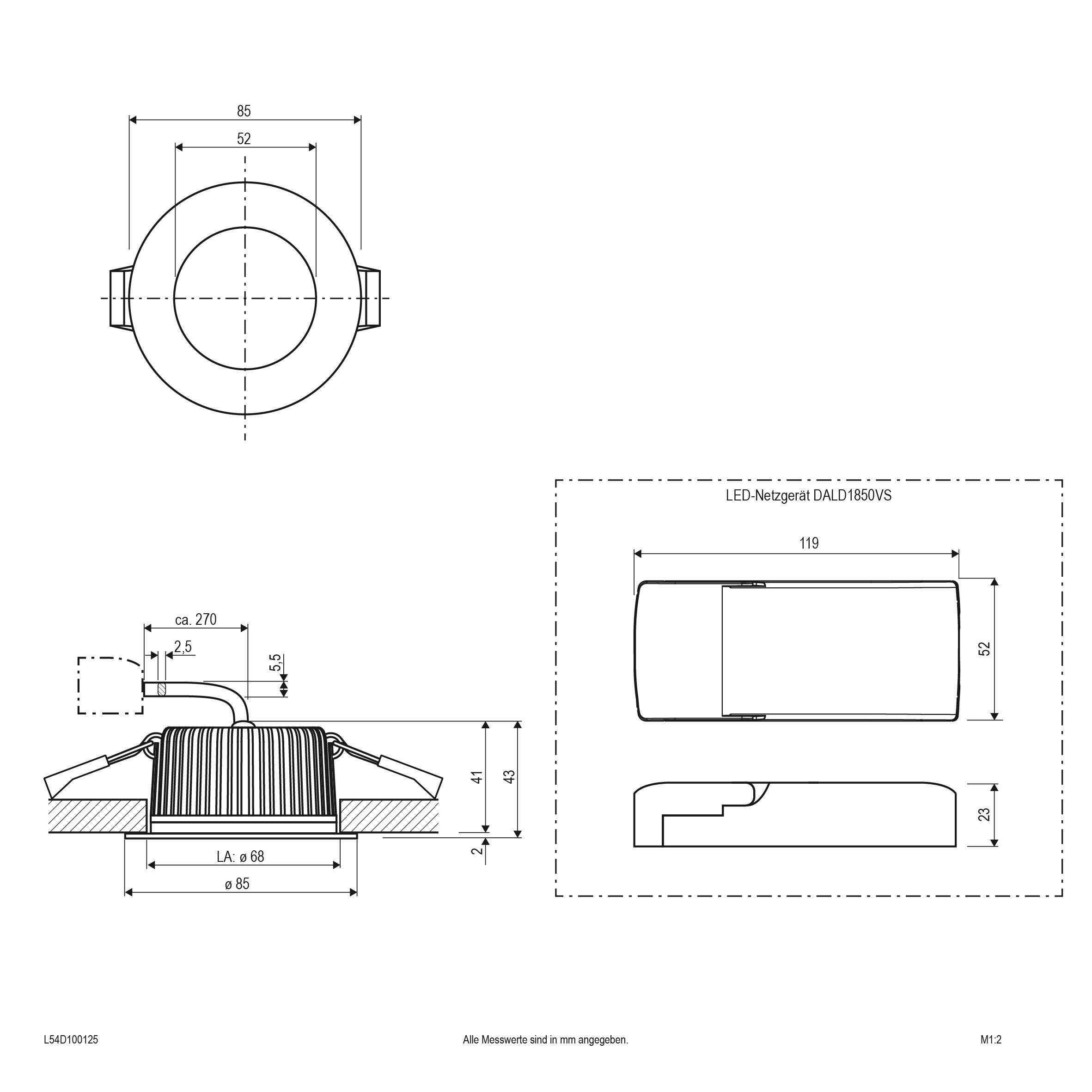 EVN LED Downlight weiß rund 85x43mm 10W 3000-5700K 706 bis 1014lm >80° 220-240V IP54