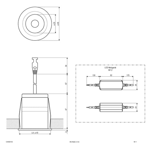 EVN LED Downlight weiß rund 45x49mm 5W 3000K 322lm 21-40° 200-240V IP44