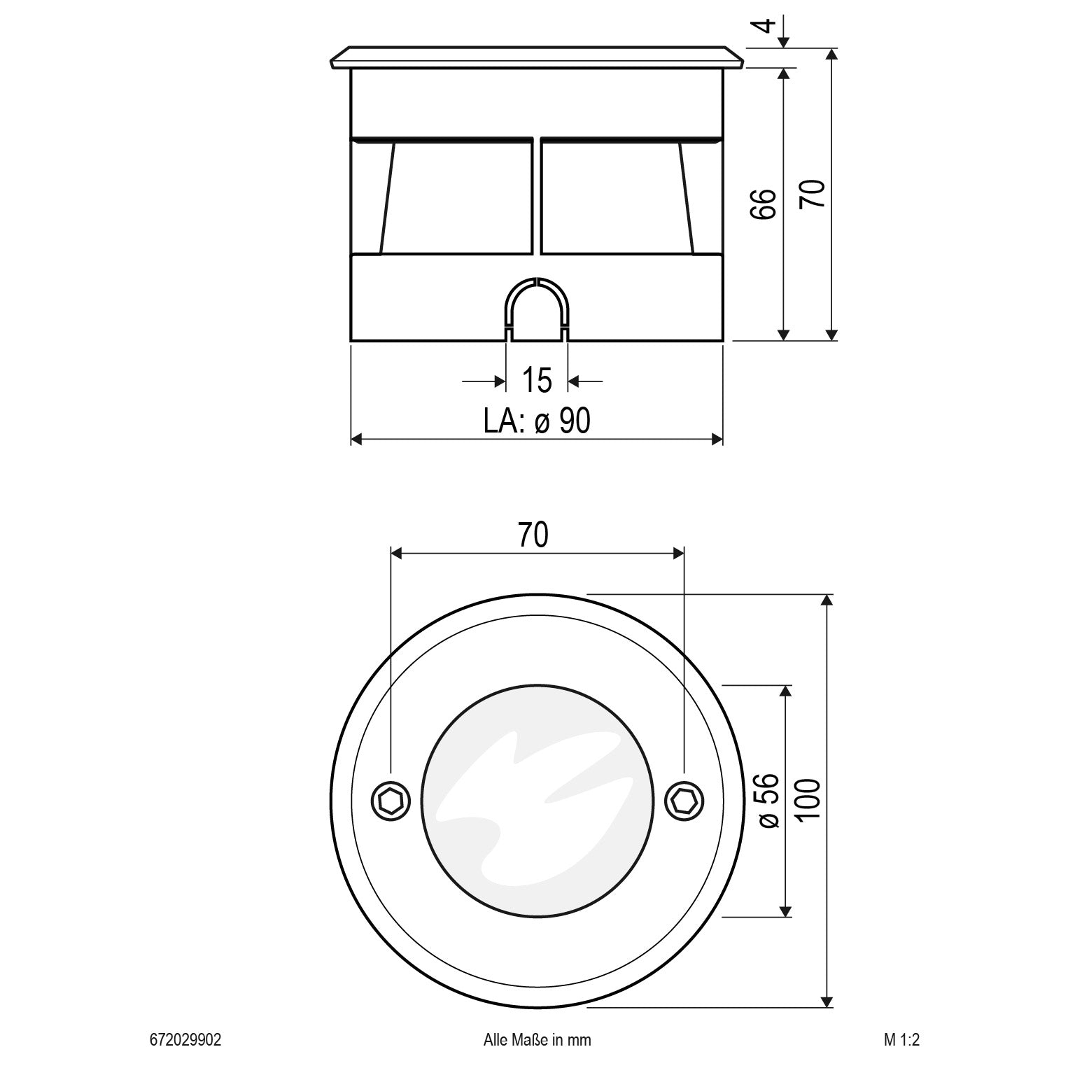 EVN LED Bodeneinbauleuchte Edelstahl Optik rund 100x70mm 2W 3000K 65lm >80° 24V IP67