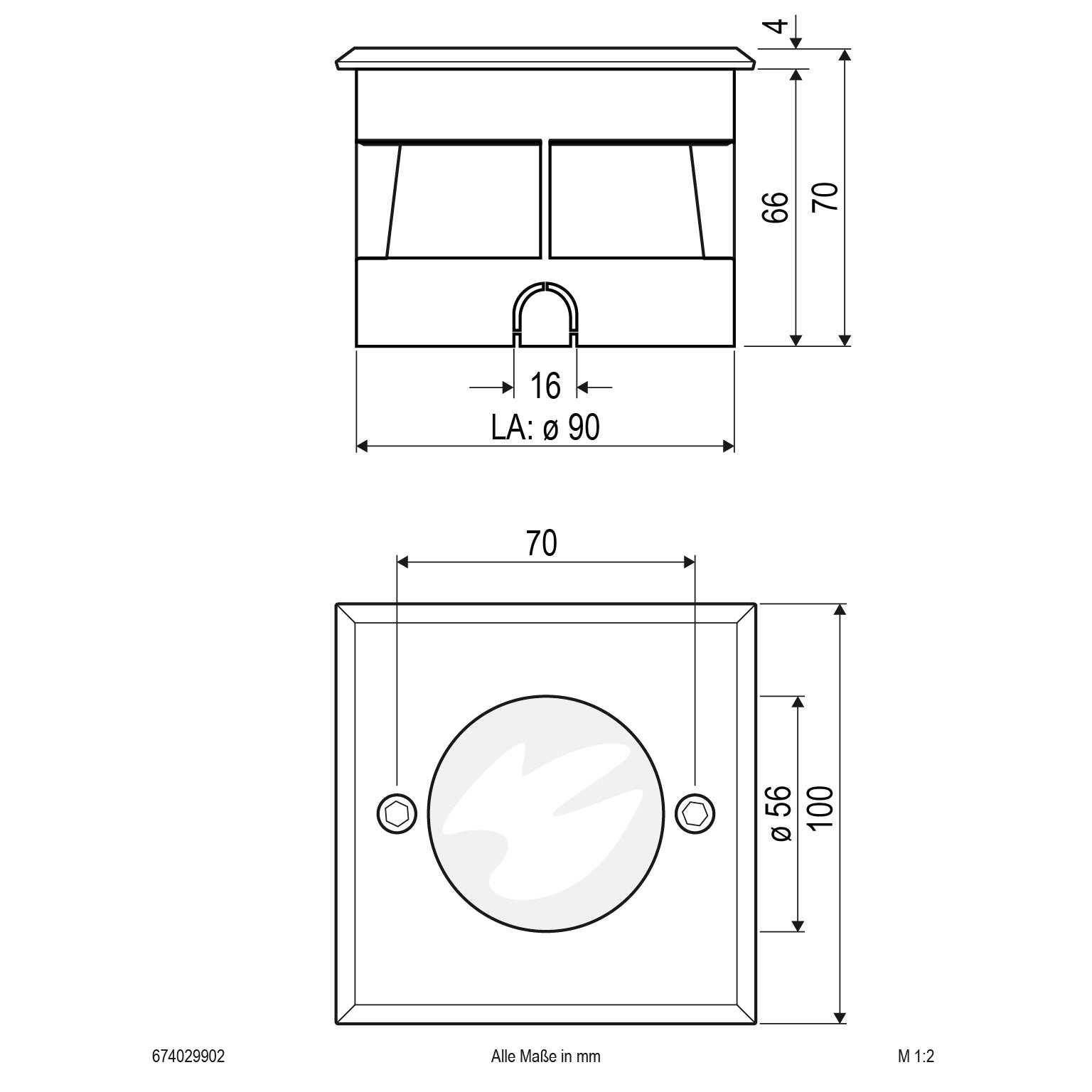 EVN LED Bodeneinbauleuchte Edelstahl Optik viereckig 100x100x70mm 2W 3000K 65lm >80° 24V IP67