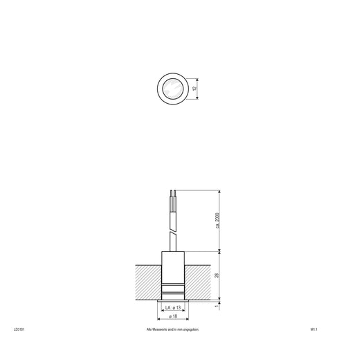 EVN LED Lichtpunkt Edelstahl Optik rund 18x29mm 0,2W 6000K >80° 12V IP68