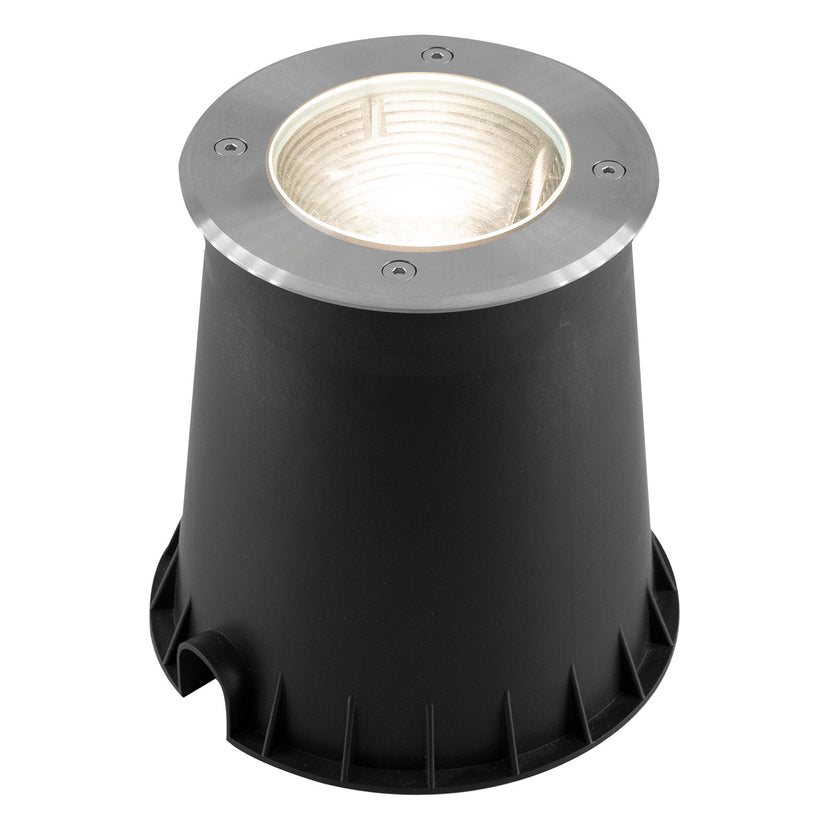 EVN LED Bodeneinbauleuchte Edelstahl Optik schwenkbar rund 180x192mm 6W 3000K 620lm 21-40° 220-240V IP67