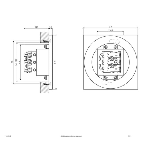 EVN LED Leuchte Edelstahl Optik viereckig 76x76x40mm 1,8W 4000K 65lm 220-240V IP44