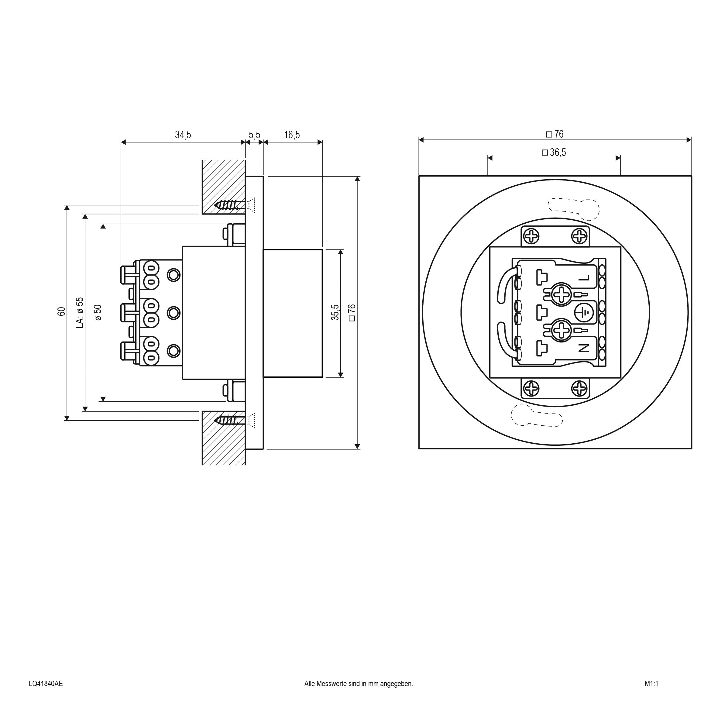 EVN LED Leuchte anthrazit(V4A) viereckig 76x76x55mm 1,8W 4000K 220-240V IP44