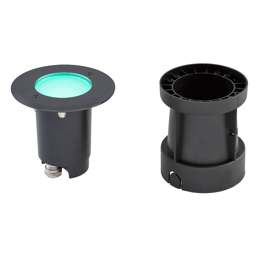 EVN LED Bodeneinbauleuchte anthrazit rund 120x110mm 8W 3000K 330lm 41-80° 24V IP67