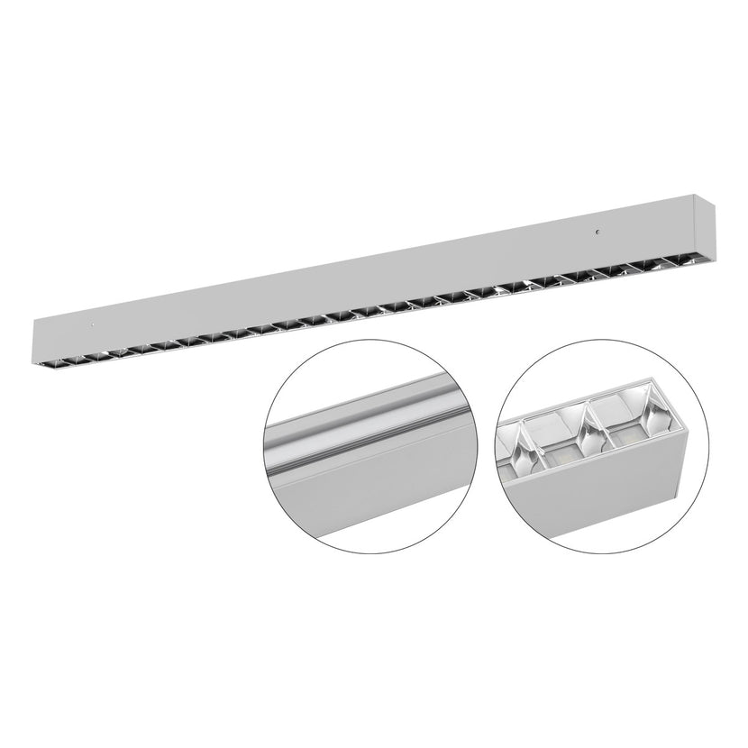 EVN LED Anbauleuchte inkl.Netzgerät(DALI) Silber rechteckig 1204x56x75mm 50W 4000K 5150lm 41-80° 220-240V IP20