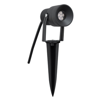 EVN LED Spot anthrazit schwenkbar drehbar rund 62x115mm 8W 3000K 78 bis 330lm 21-40° 24V IP65 mit Erdspieß