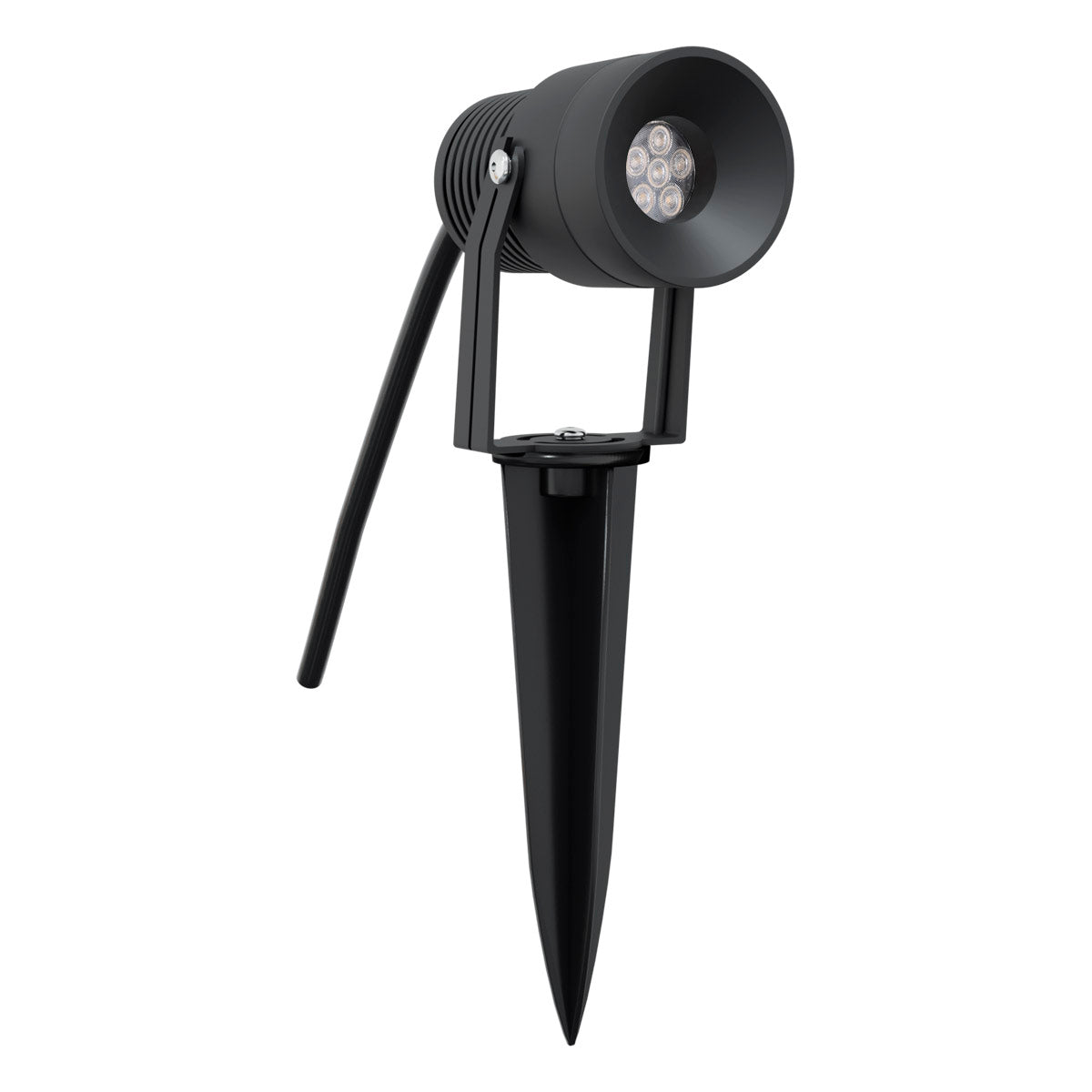 EVN LED Spot anthrazit schwenkbar drehbar rund 62x115mm 8W 3000K 78 bis 330lm 21-40° 24V IP65 mit Erdspieß