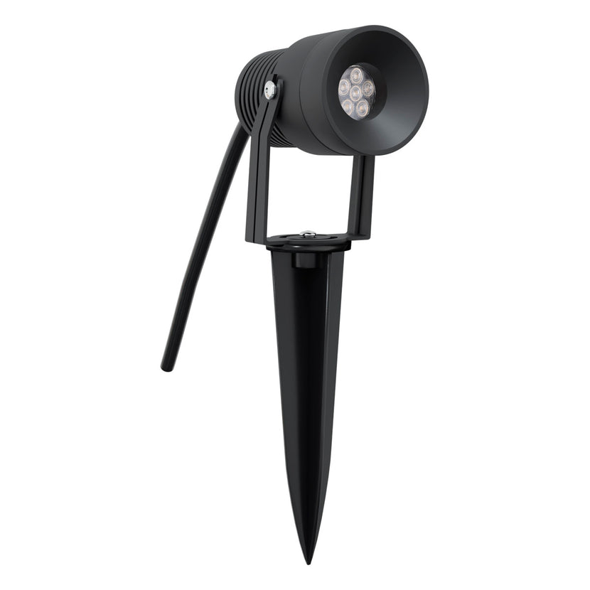 EVN LED Spot anthrazit schwenkbar drehbar rund 62x115mm 8W 3000K 78 bis 330lm 21-40° 24V IP65 mit Erdspieß