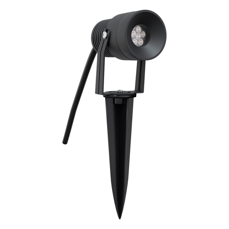 EVN LED Spot anthrazit schwenkbar drehbar rund 62x115mm 8W 3000K 78 bis 330lm 21-40° 24V IP65 mit Erdspieß