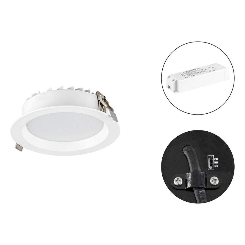 EVN LED Downlight weiß rund 145x50mm 15W 3000-5700K 1380 bis 1580lm >80° 200-240V IP54