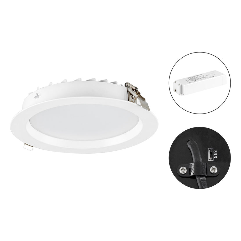 EVN LED Downlight weiß rund 228x50mm 35W 3000-5700K 3500 bis 3800lm >80° 200-240V IP54