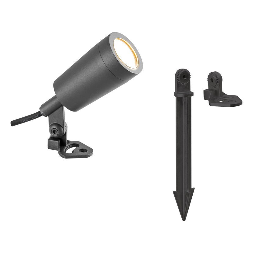 EVN LED Spot anthrazit(V4A) schwenkbar rund 56mm 4,6W 3000K 390lm 41-80° 220-240V IP65 mit Erdspieß