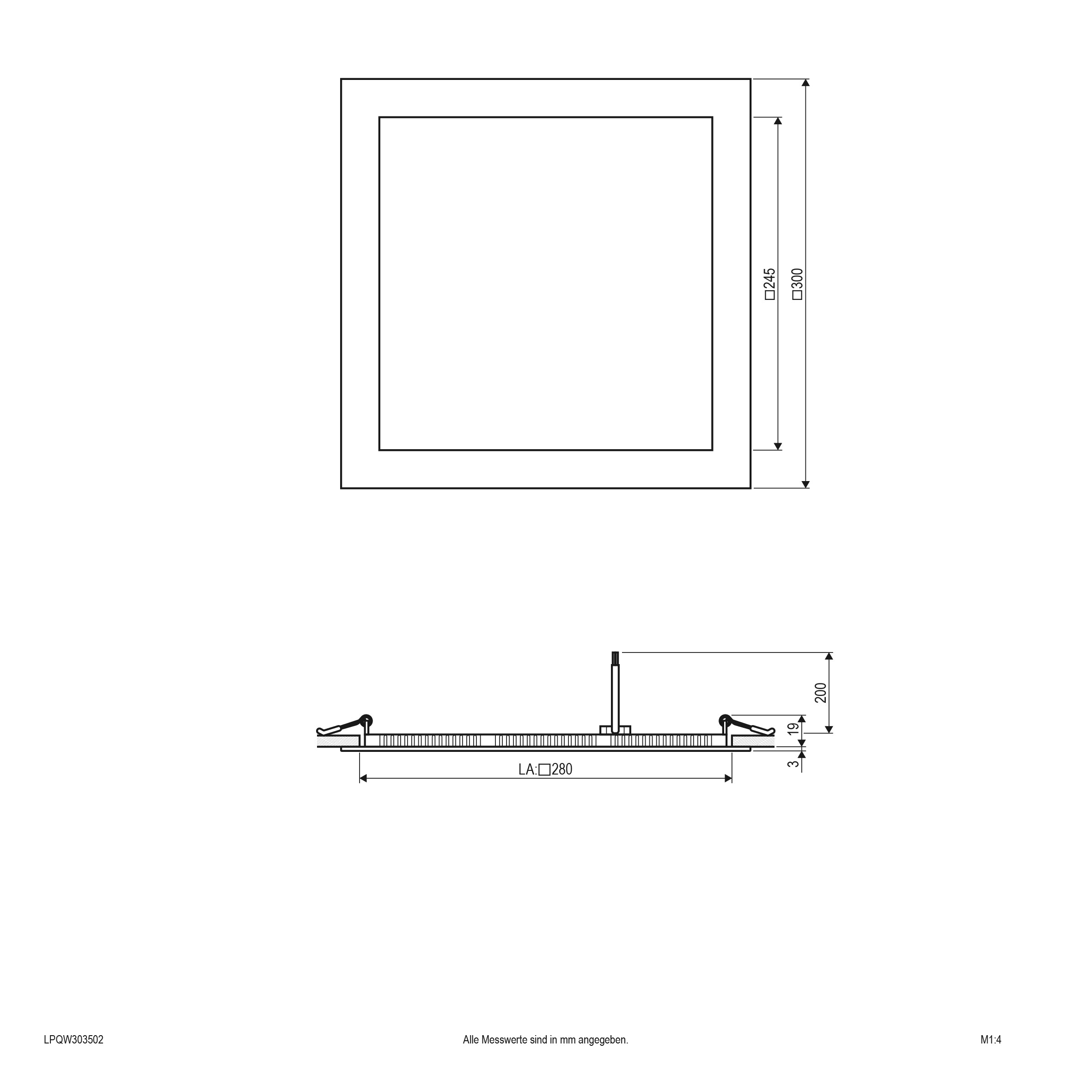 EVN LED Leuchte weiß viereckig 300x300x22mm 27W 3000K 2160lm >80° IP20