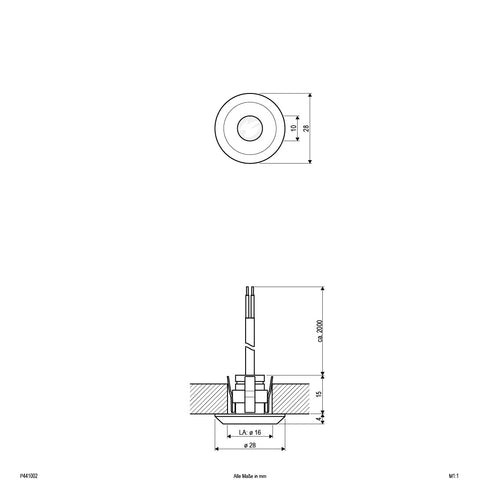 EVN LED Lichtpunkt Edelstahl Optik rund 28x20mm 1W 3000K 55lm 21-40° IP44