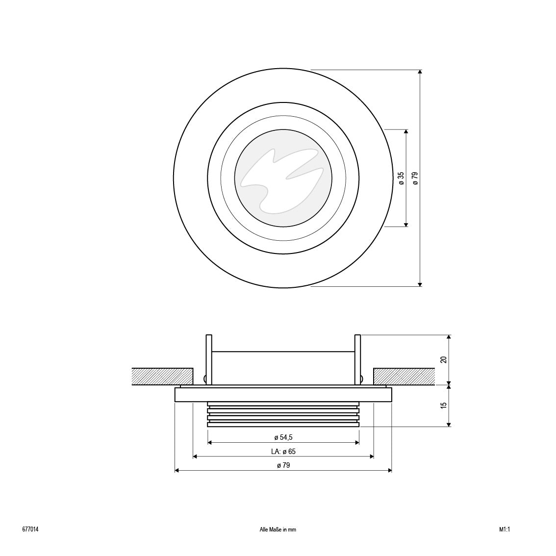 EVN Leuchte Aluminium poliert rund 79x35mm 12V IP44
