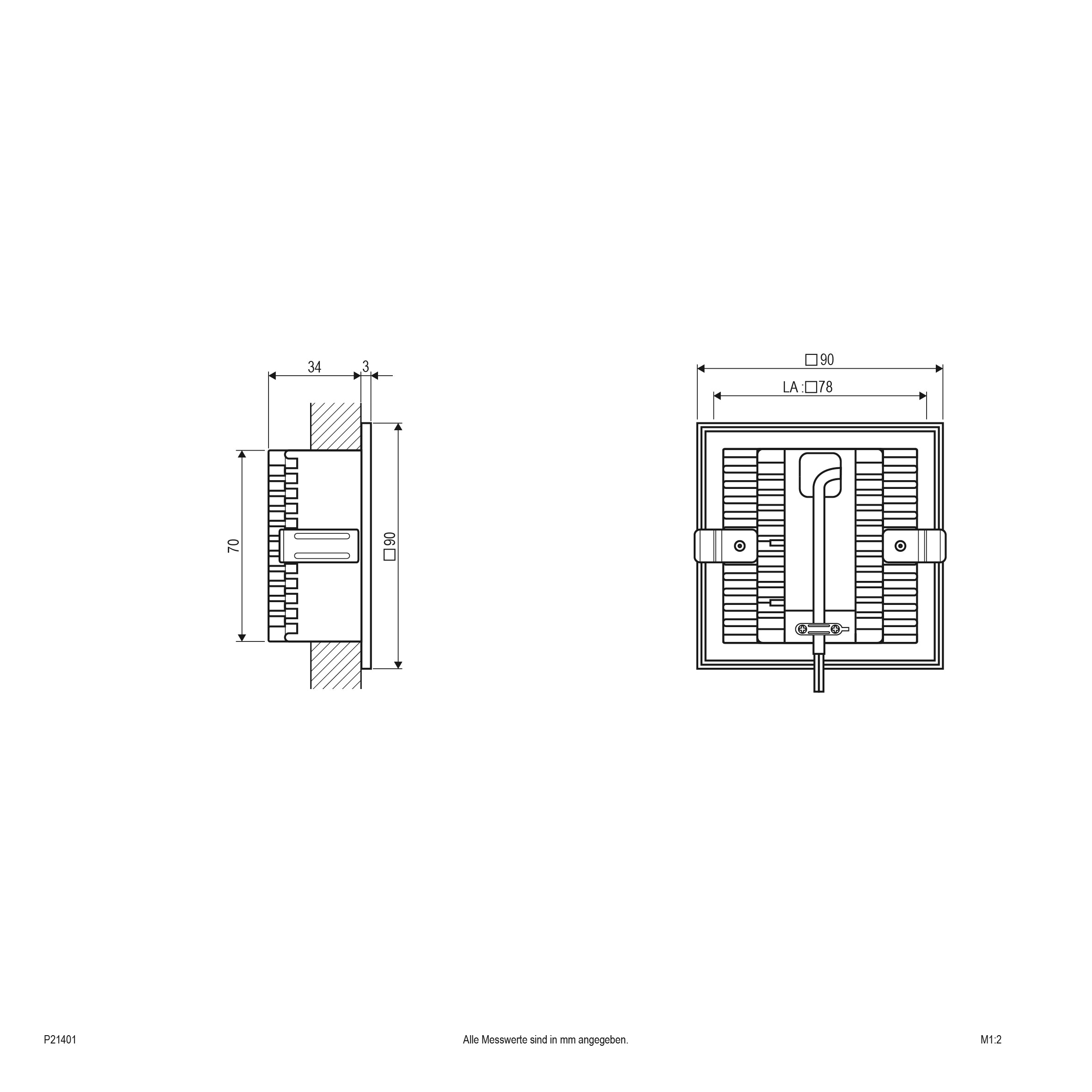 EVN LED Blendfreie Leuchte Aluminium viereckig 90x90x41mm 1,2W 6000K 80lm IP20