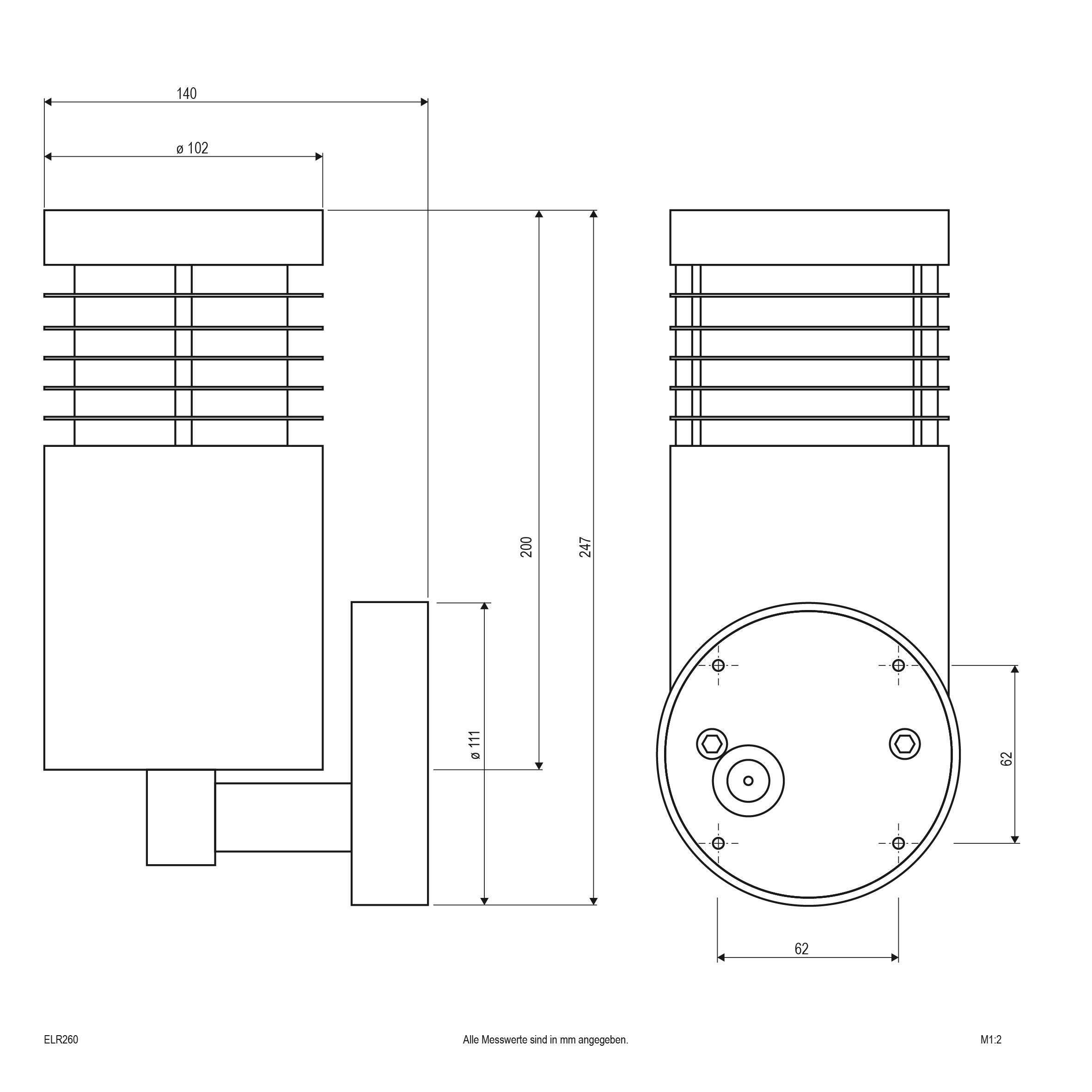 EVN Leuchte Edelstahl Optik rund 102x140mm 230V IP44