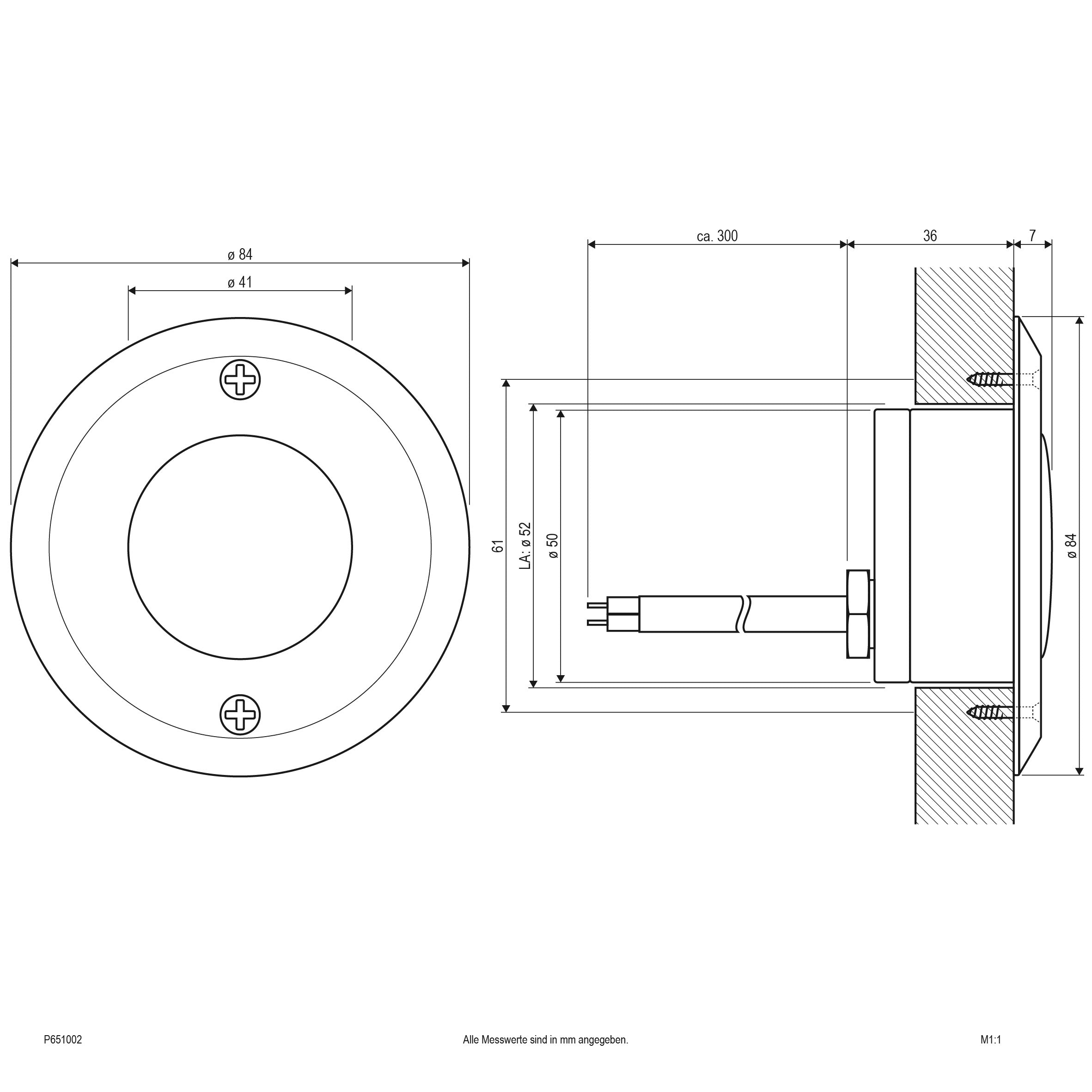 EVN LED Leuchte Edelstahl Optik rund 84x43mm 1W 3000K 60lm IP65