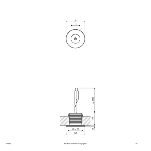 EVN LED Lichtpunkt Aluminium poliert rund 25x19mm 1W 6000K 80lm 41-80° IP20