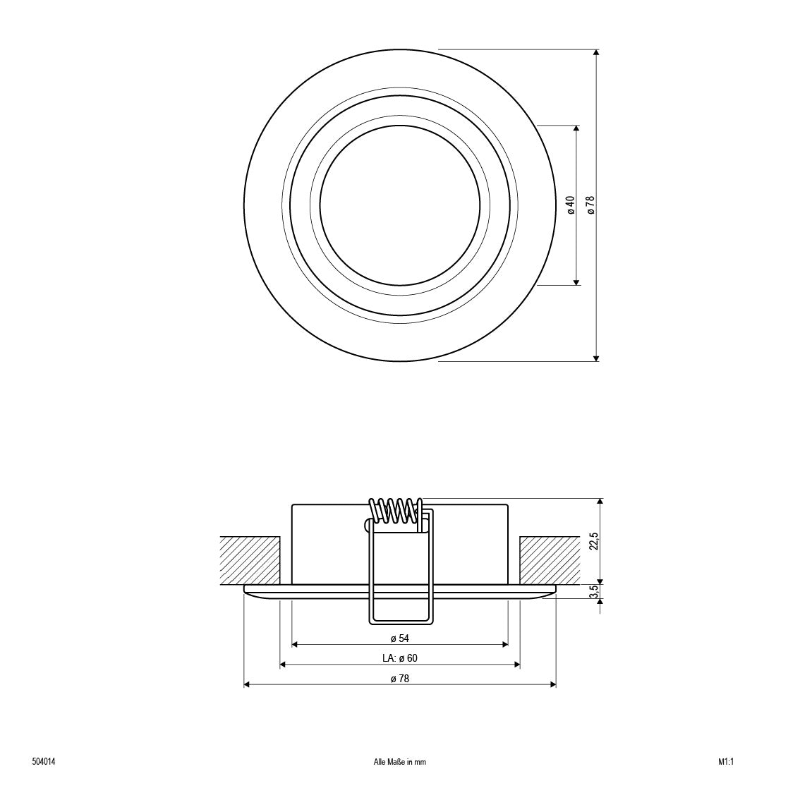 EVN Leuchte Aluminium flach rund 78x26mm 12V IP20