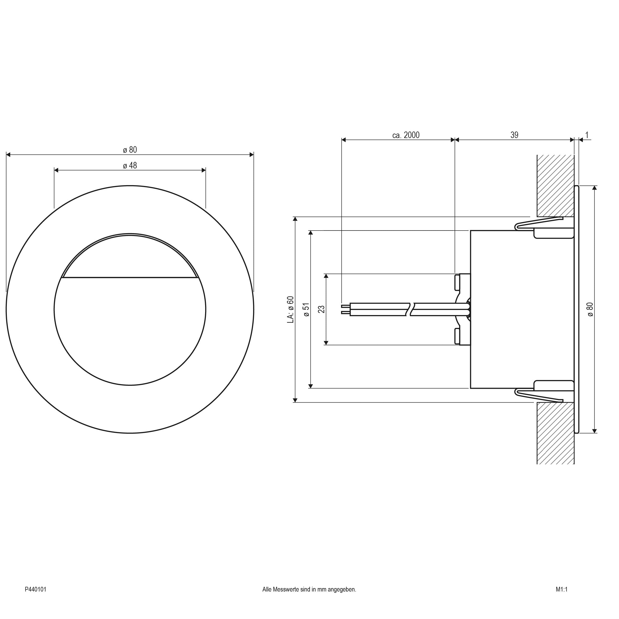 EVN Power-LED Leuchte Edelstahl Optik rund 80x40mm 1W 6000K 24lm >80° IP44
