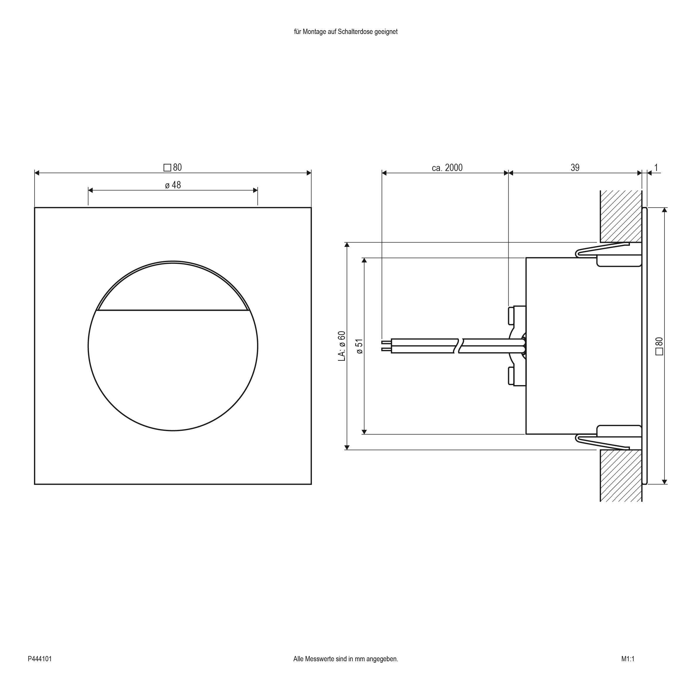 EVN Power-LED Leuchte Edelstahl Optik viereckig 80x80x40mm 1W 6000K 24lm >80° IP44