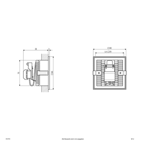 EVN LED Blendfreie Leuchte weiß viereckig 90x90x41mm 2,2W 6000K 150lm 100-240V IP20