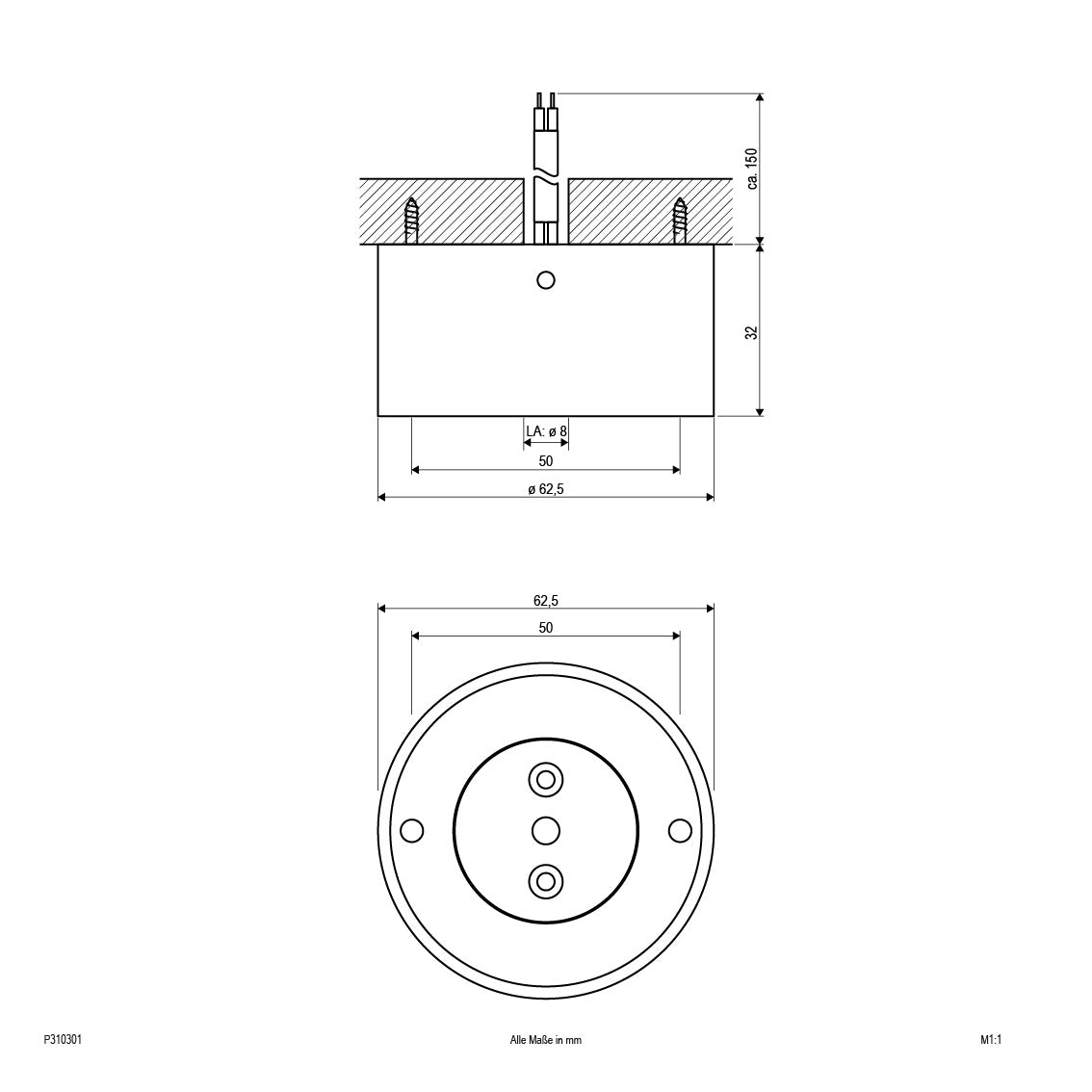 EVN LED Leuchte Silber rund 63x35mm 5W 5000K 310lm 21-40° 230V IP20