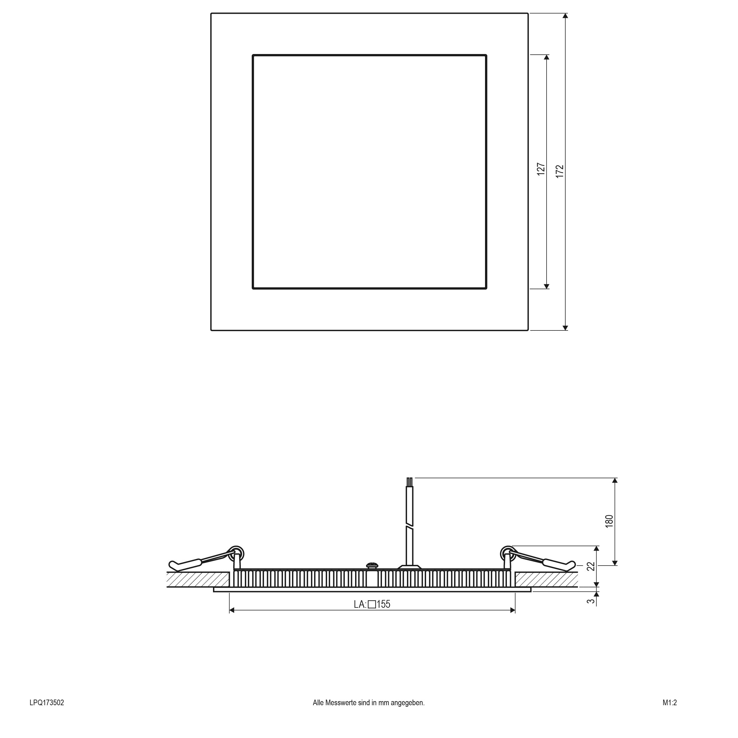 EVN LED Panel Silber viereckig 172x172x25mm 15W 3000K 1277lm >80° IP20