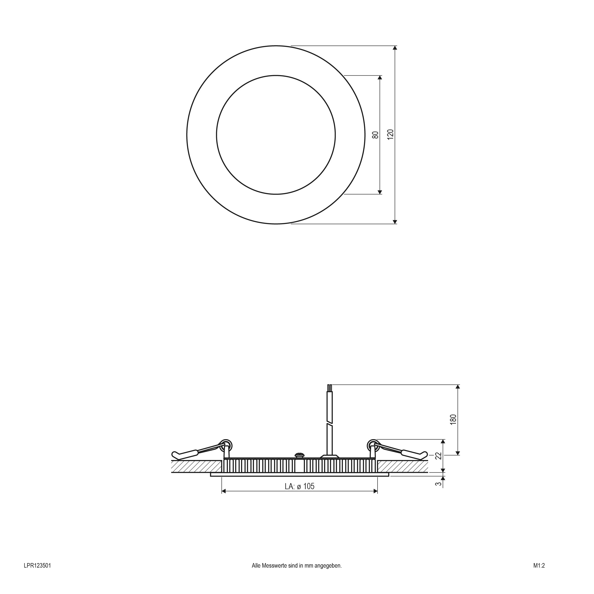 EVN LED Panel Silber rund 120x25mm 9W 4000K 630lm >80° IP20