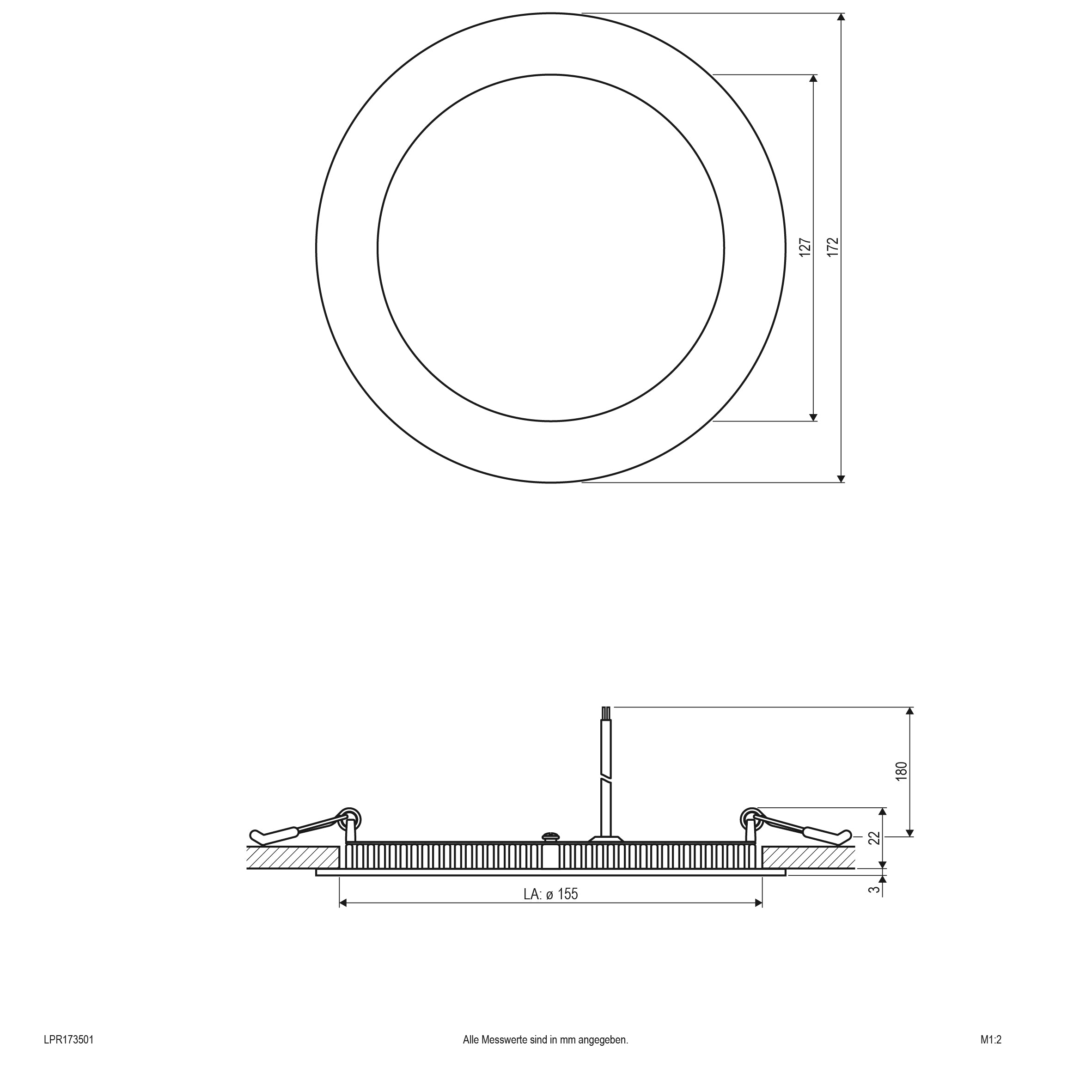 EVN LED Panel Silber rund 172x25mm 15W 4000K 1305lm >80° IP20