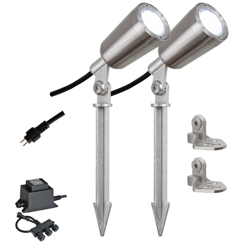 EVN Power-LED Spot Edelstahl Optik schwenkbar rund 56mm 6W 5000K 426lm 21-40° 230-240V IP68 2er Set