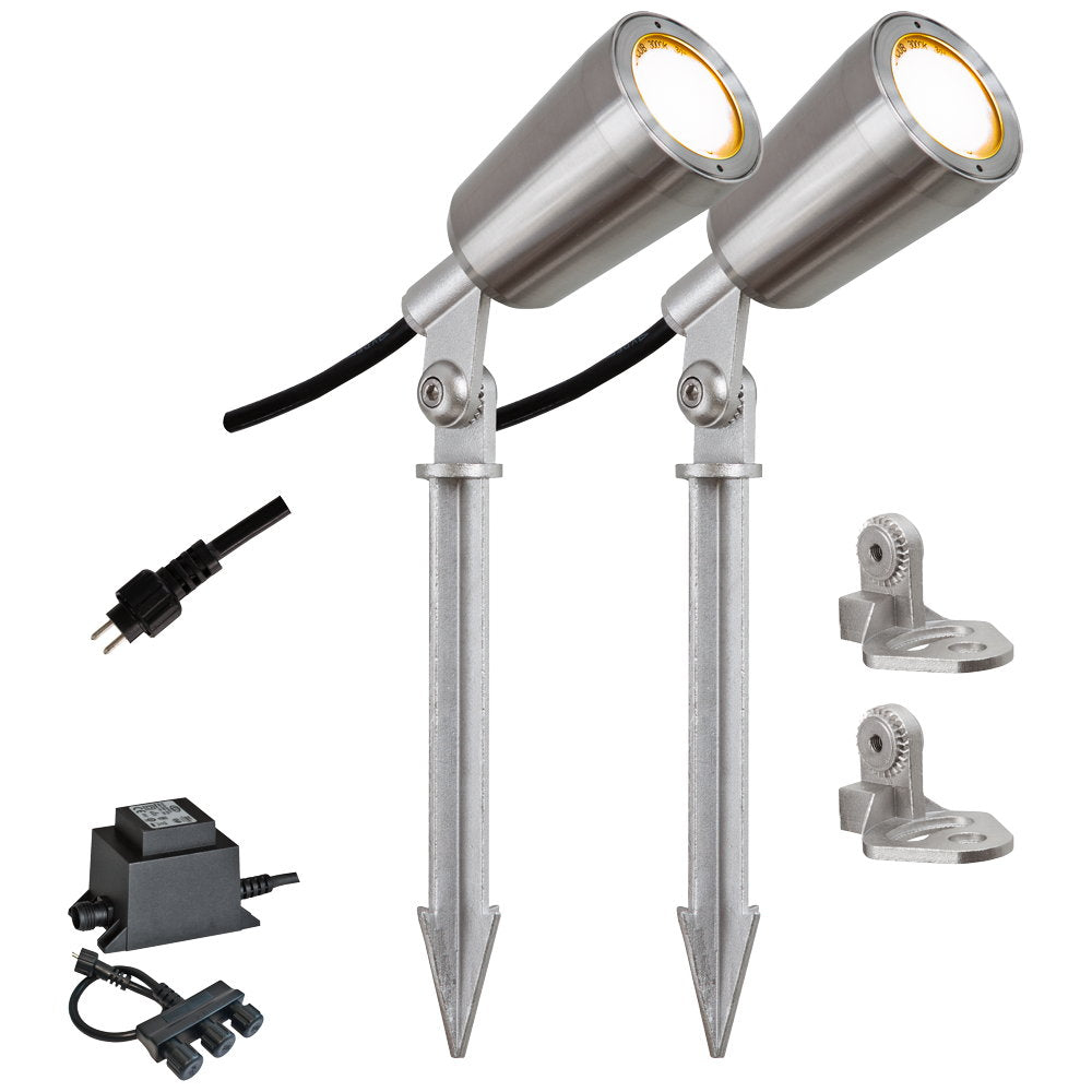 EVN Power-LED Spot Edelstahl Optik schwenkbar rund 56mm 6W 3000K 370lm 21-40° 230-240V IP68 2er Set