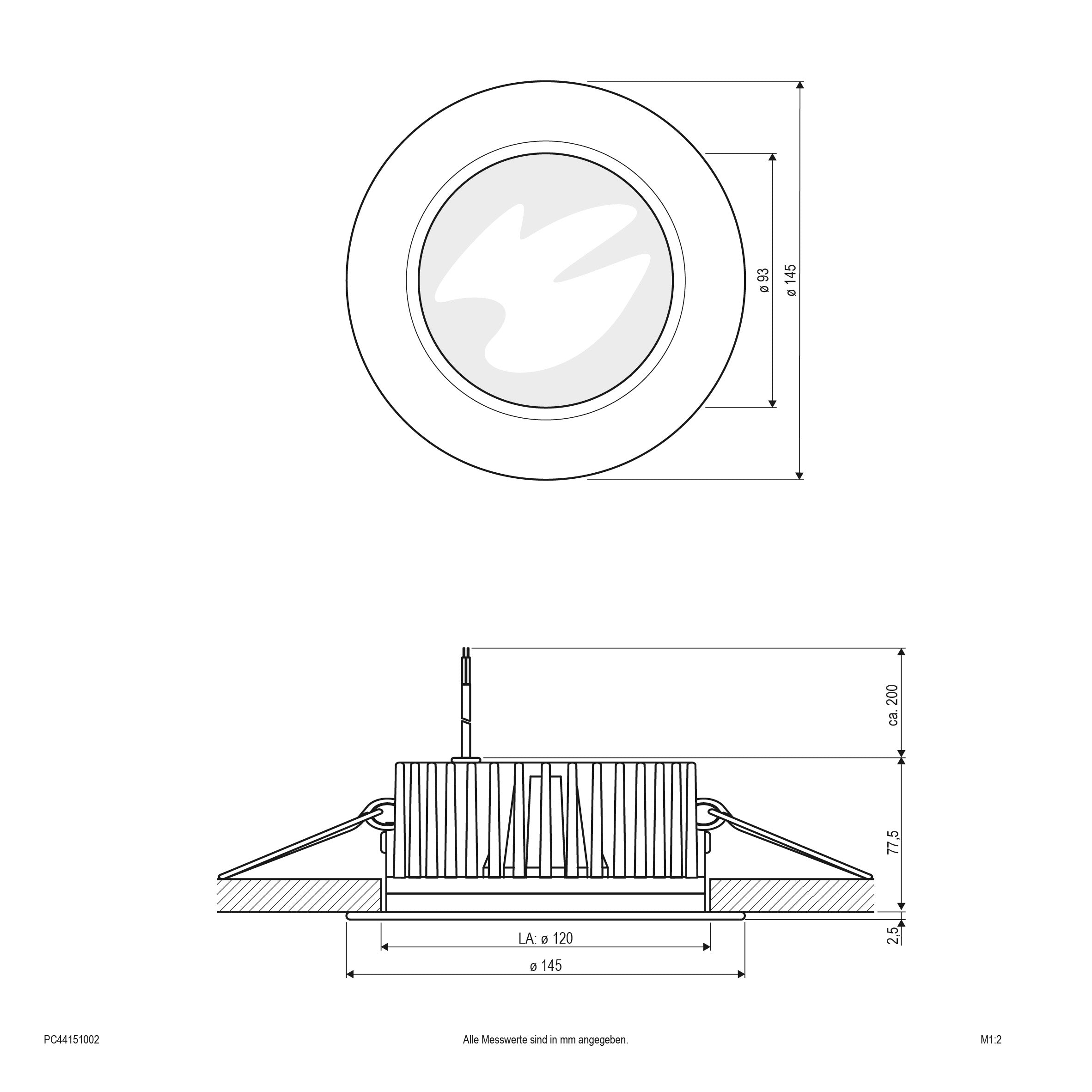 EVN LED Leuchte Edelstahl Optik rund 145x56mm 15W 3000K 1540lm >80° 24V IP44