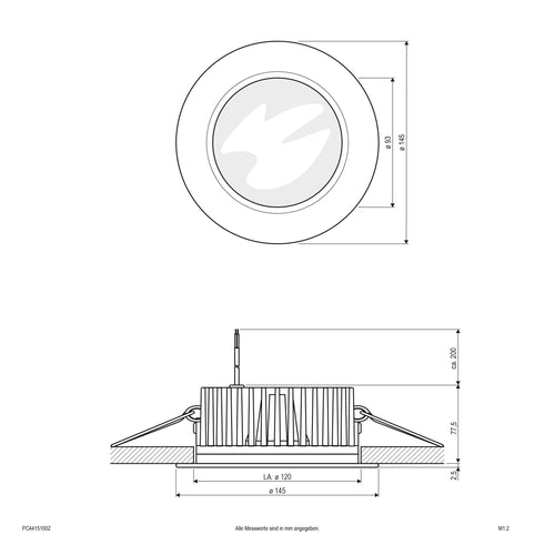 EVN LED Leuchte Edelstahl Optik rund 145x56mm 15W 3000K 1540lm >80° 24V IP44