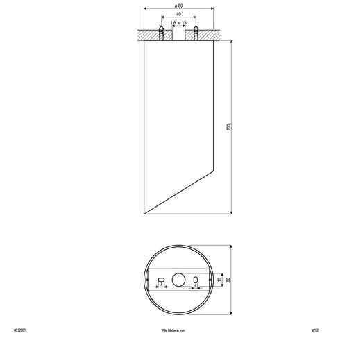 EVN Anbauleuchte weiß rund 80x200mm 230V IP20