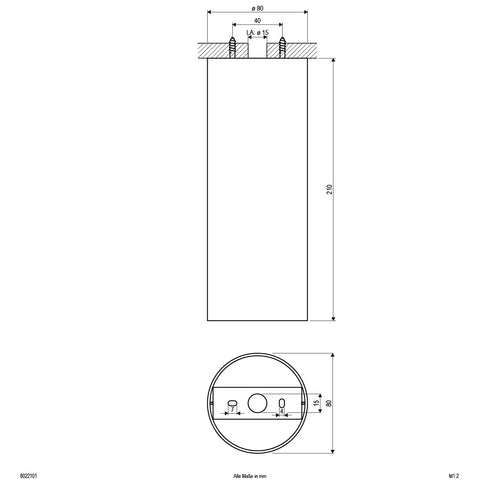 EVN Anbauleuchte weiß rund 80x210mm 230V IP20